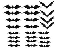 3DBats Décoration murale chauve-souris pour Halloween, 4 tailles, autocollants chauve-souris en PVC, fournitures de fête d'Halloween pour maison, fenêtre, décalcomanies murales, décoration d'intérieur
