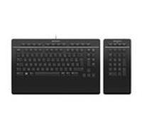 3Dconnexion Keyboard Pro with Numpad, Taille réelle (100 %), Avec fil &sans fil, USB + RF Wireless + Bluetooth, Commutateur de touche « ciseaux », AZE