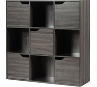 3dekansje Armoire 9 cubes avec portes Bibliothèque autoportante en bois avec 4 cubes et 5 armoires