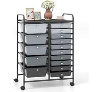 3dekansje Roll Trolley avec 15 tiroirs empilables Chariot à tiroirs avec étagère Bad Roll Trolley Storage Trolley 63 x 37 x 87 cm Noir