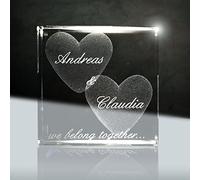 3Dglas Cristal Je t’Aime Cubes 50 mm gravés au Laser | Cadeau pour la Saint Valentin