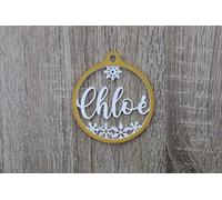 3DKOUPE - Boule de Noël personnalisée - Motifs de Flocons - Personnalisable avec Texte - 18 Couleurs au Choix - Conçu et fabriqué en France