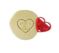 3DKOUPE - Emporte-pièce Coeur - Branches de laurier - Personnalisable avec texte - Typo et couleur au choix - Conçu et fabriqué en France