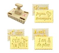 3DKOUPE - Emporte-pièce thème Anniversaire - Système à poussoir et 3 designs - Fabriqué en France