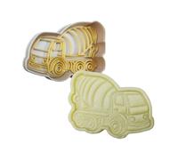 3DKOUPE - Emporte-pièces à poussoir sur le thème des engins de chantier - Pelleteuse, Grue, Bétonnière, Bulldozer - Pâtisserie créative enfants - Fabriqué en France (Camion toupie)