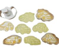 3DKOUPE - Emporte-pièces à poussoir sur le thème des voitures - Sportive, Rallye, Coccinelle, Berline - Pâtisserie créative enfants - Fabriqué en France (Lot de 4)