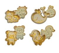 3DKOUPE - Emporte-pièces animaux avec poussoir - Vache, Baleine, Ours, Canard - Biscuits faciles pour enfants (Lot de 4)