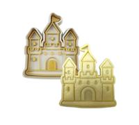 3DKOUPE - Emporte-pièces avec poussoir - Univers médiéval - 9 designs : Chateau, chevalier, dragon, épée, trésor, princesse, bouclier, magicien, tonneau - Fabriqué en France (Château)
