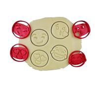 3DKOUPE - Emporte-pièces Émojis - Lot de 4 - Emoji Bisous, Cœur, Craneur, Rire - Couleur au choix - Conçu et fabriqué en Europe