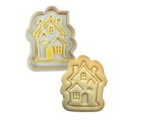 3DKOUPE - Emporte-pièces Halloween avec poussoir - Vampire, Sorcière, Chat noir, Maison hantée - Biscuits faciles pour enfants - Fabriqué en France (Maison hantée)