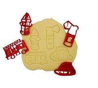 3DKOUPE - Emporte-pièces Pompier - Lot de 4 - Camion, Extincteur, Casque, Bouche incendie - Couleur au choix - Conçu et fabriqué en Europe