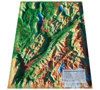 3DMAP - Pack Carte 3D Bauges-Belledonne-Chartreuse + Cadre 43x63 cm - Carte 3D