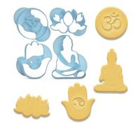 3DREAMS Lot de 4 emporte-pièces Yoga Bouddha Lotus Fleur Ausstechformen Bouddhisme Cadeau Geek