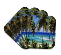 3dRose CST_173296_1 Lot de 4 sous-verres souples avec palmiers se balanant et aperus de l'ocan bleu