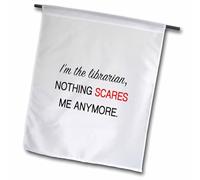 3dRose FL 236995 1 im Le Bibliothécaire Teacher, ni Plus NI Moins Scares Me Maintenant. - Drapeau de Jardin, 12 x 45,7 cm, Blanc