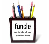 3dRose Funcle, Noun Like a Dad, Only Cooler, Lettres Noires sur Fond Blanc 12,7 cm Porte-Crayons 12,7 cm, Transparent