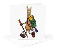 3dRose gc_255806_5 15,2 x 15,2 cm « Funny Cute Llama Hiking and Camping » - Carte de vœux