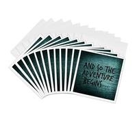 3dRose Gc_308724_2 Lot de 12 cartes de vœux avec citation inspirante et inscription « And so the adventure begins... » 15,2 x 15,2 cm