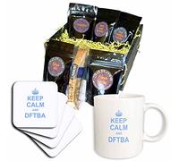 3dRose Keep Calm and DFTBA - Dont Forget to be Awesome - Nerdfighter Keep Calm and Carry on Meme Blue - Panier cadeau pour café (cgb_157709_1)