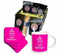3dRose Keep Calm its Your 35th Birthday Hot Pink Girly Girls Fun Stay Calm and Carry on About Turning 35 - Panier cadeau café (cgb_157663_1)
