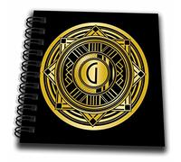 3drose Lettre G Art Déco géométrique Monogramme en simili Doré Mini bloc-notes, Noir, 4 x 10,2 cm