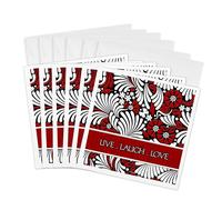 3dRose Live Laugh Love in Red Lot de 6 cartes de vœux 6 x 6 cm