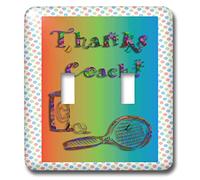 3dRose LLC 3dRose LLC lsp_20167_2 Thank you to Tennis Coach Raquette et balles - Double interrupteur à bascule