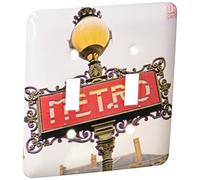 3dRose LLC. lsp_107804_2 Plaque de métro classique et populaire Gros plan, entrée du métro ville, Paris, France - Interrupteur à bascule, multicolore