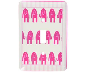 3drose LLC LSP 109271 1 Parade d'éléphants Rose vif sur rayé Rose Simple Interrupteur à bascule