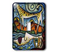 3dRose LLC lsp_21218_1 The River Dreams Its Swiftness Jpg coloré Cheetah Cats Dream River Water Fine Art Surréaliste Interrupteur à bascule unique