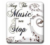 3dRose LLC. Lsp_213981_2 May The Music Never Stop with Musical Notes Double interrupteur à bascule Multicolore