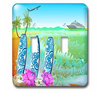 3dRose LLC. lsp_214641_2 Hawaiian Beach Surf Bateau de croisière et Jet Fun Art - Double interrupteur à bascule Multicolore
