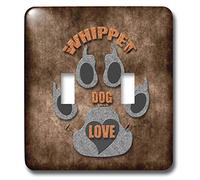 3dRose LLC Lsp_22122_2 Whippet Dog Love Race de chien Gris et marron Interrupteur à bascule double