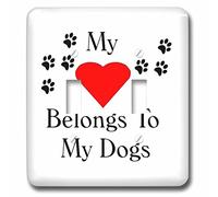 3dRose LLC. lsp_252693_2 Image de mon cœur appartient à mes chiens avec empreintes de pattes - Interrupteur à bascule, multicolore