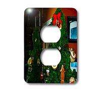 3dRose LLC lsp_52611_6 Un sapin de Noël fait en finition Fresco avec le Sauveur Jésus-Christ dans une couronne sur le dessus dans un miroir 2 prises de prises