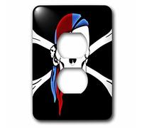 3dRose LLC lsp_55660_6 Pirate Skull and Cross Bones Art Drapeau noir avec bandana 2 prises de courant