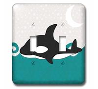 3dRose LLC. lsp_58603_2 Mignon Orca Whale In The Ocean At Night Interrupteur à bascule, Multicolore