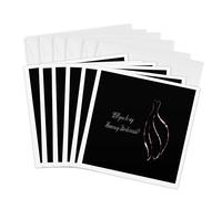 3dRose Lot de 6 cartes de vœux - Demande d'honneur, contour rose sur robe noire - 15,2 x 15,2 cm, gc_282208_1