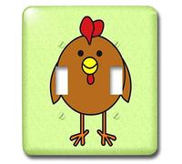 3dRose Lsp_10792_2 Mignon Poulet Marron avec Fond Vert Double Interrupteur à bascule