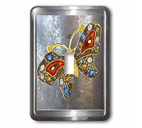 3drose LSP 108069 1 comme Cadre argenté et fond avec nos Paillettes Art Papillons seul Interrupteur à bascule