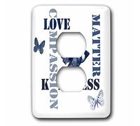 3dRose LSP_110332_6 Love, Compassion, Kindness Matters Blue Butterflies Lot de 2 prises Multicolore