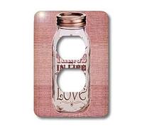 3dRose Lsp_128508_6 Mason Jar sur toile de jute imprimé rose - The Best Things in Life are Made with Love - Cadeaux for The Cook 2 Prise de courant