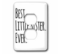 3dRose lsp_151538_6 Best Little Sister Ever - Cadeaux pour les jeunes et les plus jeunes frères - Texte - 2 prises de prise de courant Noir