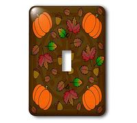 3dRose LSP_15420_1 Thanksgiving Print Fall Leaves, Acorns and Pumpkins Interrupteur à baïonnette