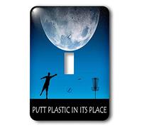 3dRose lsp_18422_1 Putt Plastic in Its Place 6 Silhouette of Frisbee Disc Golfer Putting Under The Moon Interrupteur à baïonnette