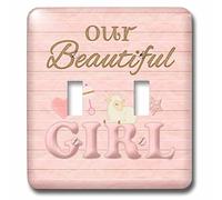 3dRose lsp_192572_2 Our Beautiful Girl, Hear, Sheep, Hochet et Étoile - Double interrupteur à bascule - Rose