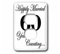 3dRose lsp_193400_6 Happily Married 60 ans et comptage Noir - 2 prises de courant