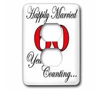 3dRose lsp_193412_6 Happily Married 60 Years And Compting Rouge - 2 prises de courant