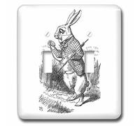 3dRose LSP_193792_2 Alice au pays des merveilles lapin blanc avec montre de poche John Tenniel Art Double interrupteur à bascule