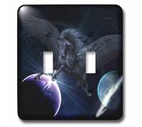 3dRose lsp_200929_2 a Black Pegasus Fly Through The Space Light Switch